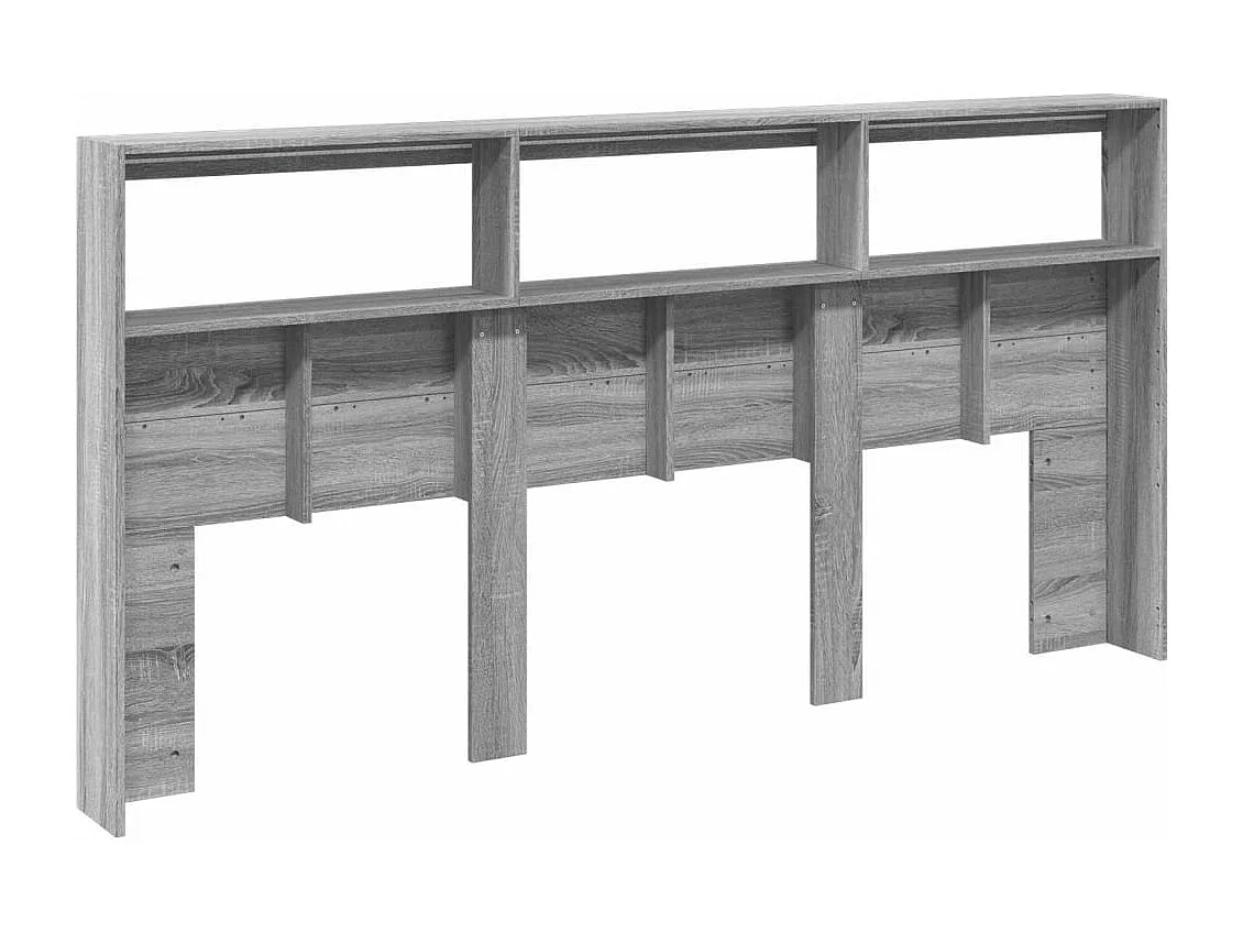 Hoofdbordkast met LED-verlichting 200x17x102 cm grijs sonoma