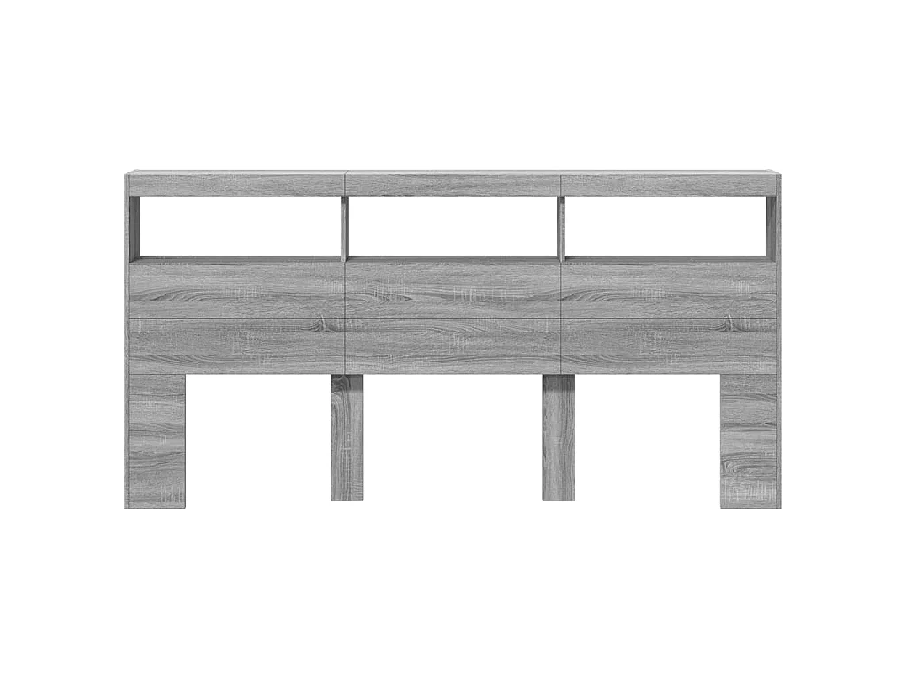 Armoire tête de lit avec LED sonoma gris 200x17x102 cm
