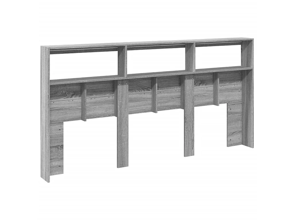 Armoire tête de lit avec LED sonoma gris 200x17x102 cm