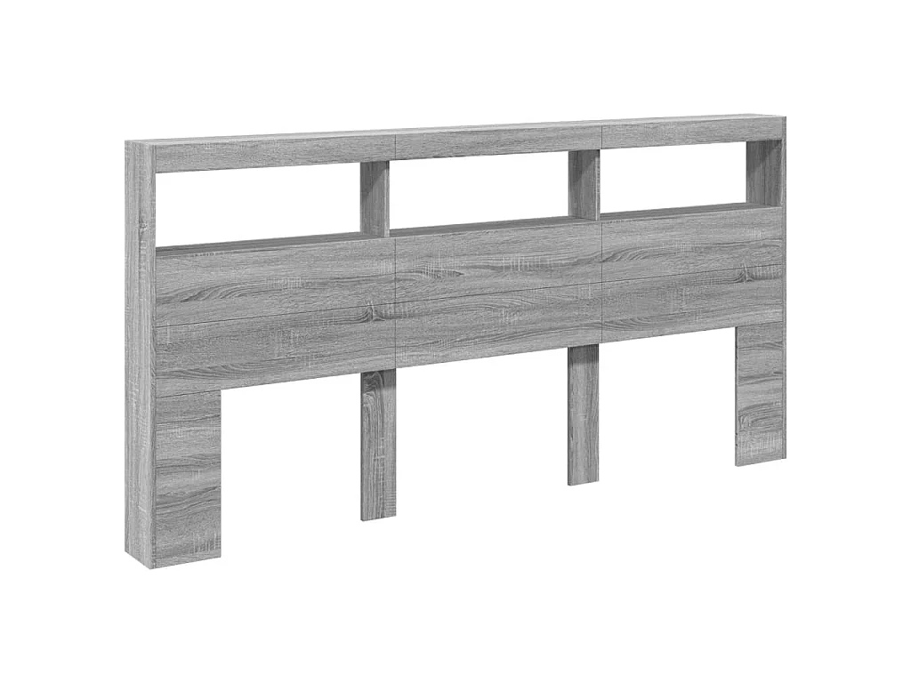 LED-Kopfteil mit Ablagen Grau Sonoma 200x17x102 cm