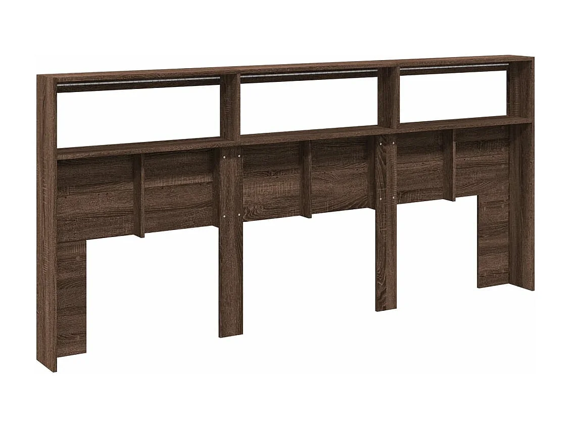 Armoire tête de lit avec LED chêne marron 220x17x102 cm