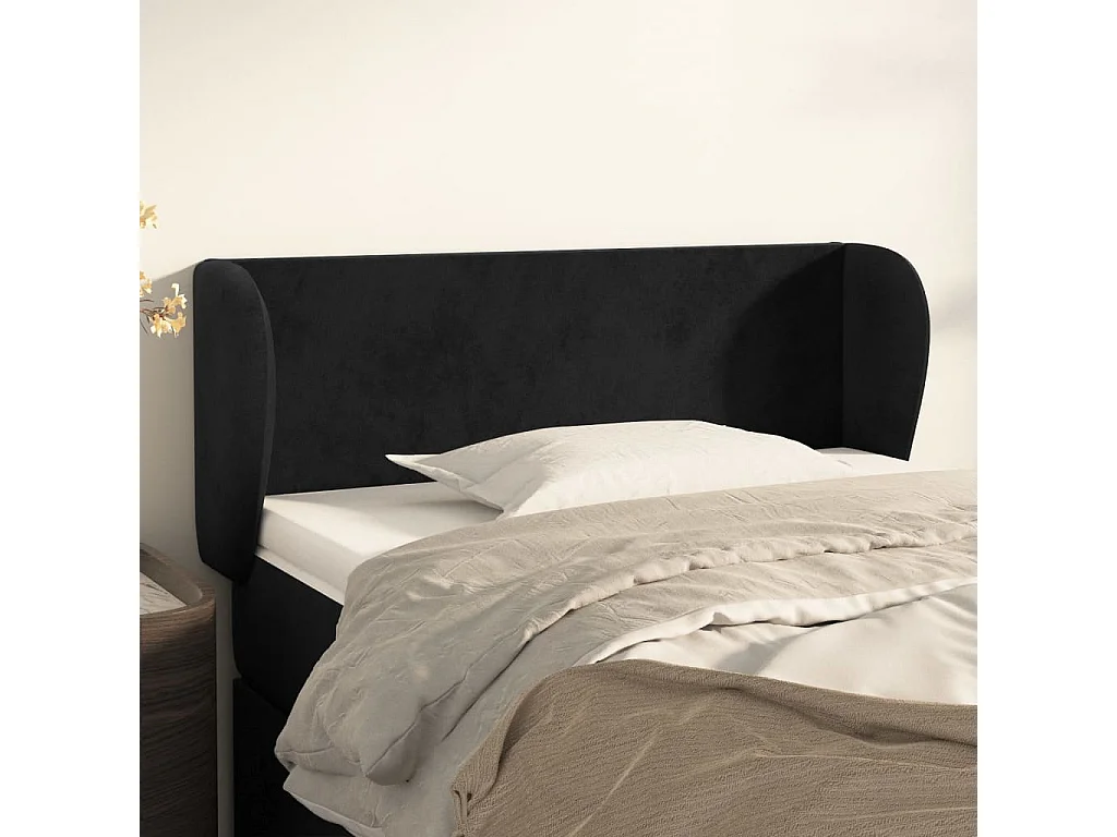 Kopfteil mit Ohren Schwarz 103x23x78/88 cm Samt