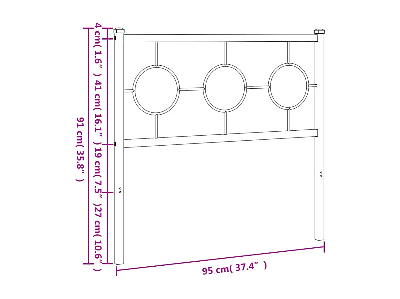Tête de lit métal blanc 90 cm