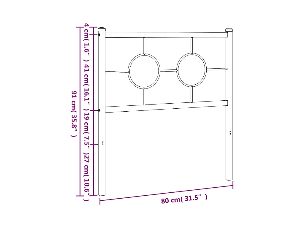 Tête de lit de remplacement métal blanc 75 cm