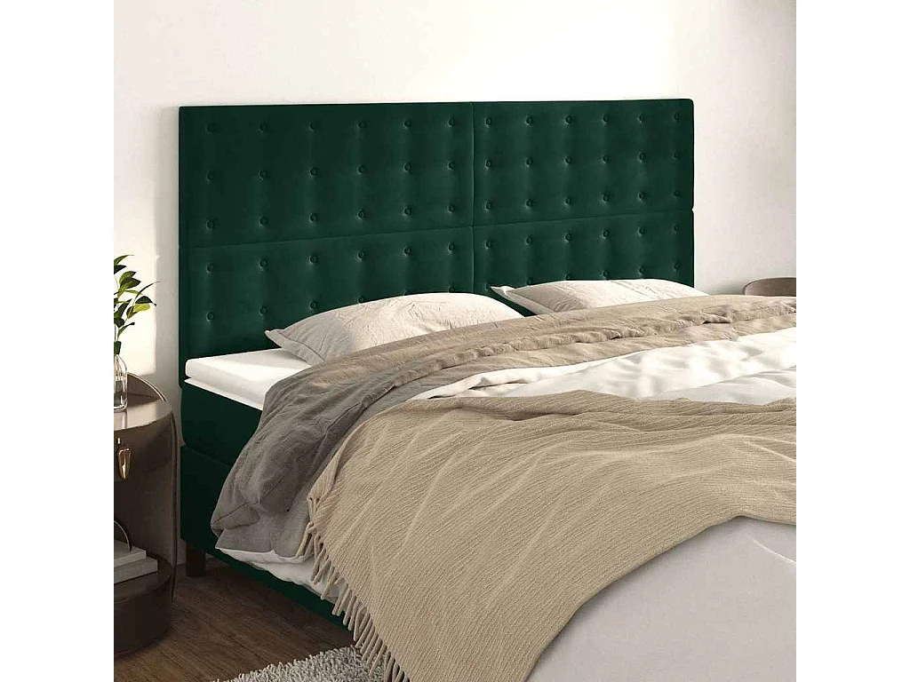 Tête de lit Vert foncé 180x5x118/128 cm Velours