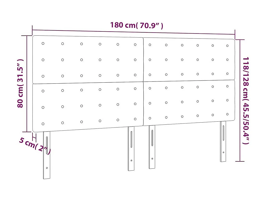 Tête de lit Vert foncé 180x5x118/128 cm Velours