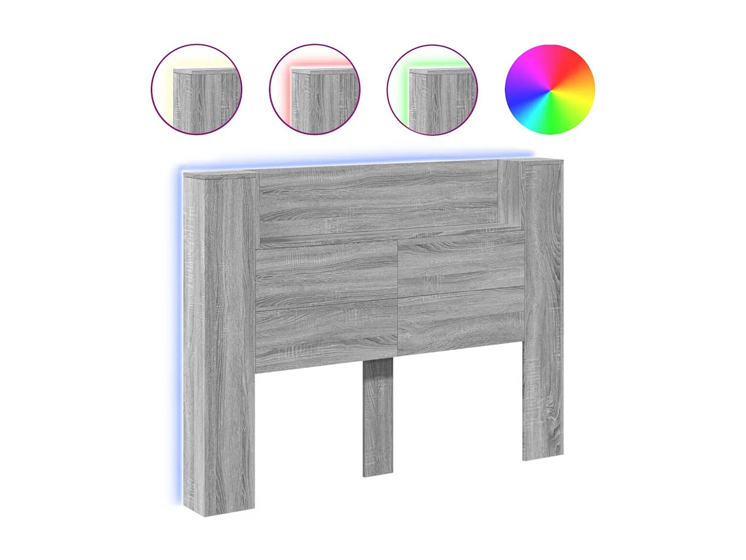 LED-Kopfteil mit Ablagen Grau Sonoma 140x16,5x103,5 cm