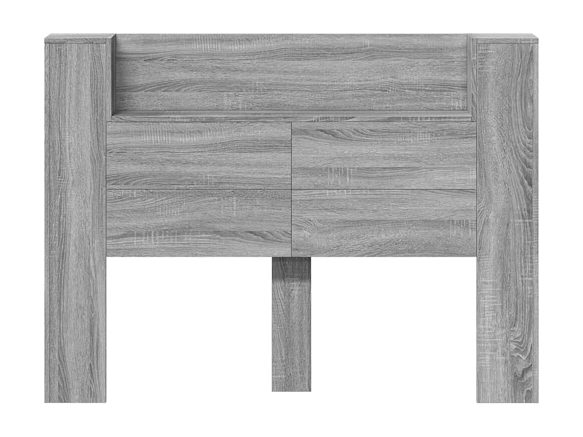 LED-Kopfteil mit Ablagen Grau Sonoma 140x16,5x103,5 cm