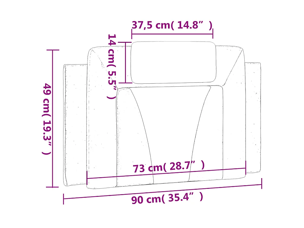 Coussin de tête de lit Viana cappuccino 90 cm similicuir