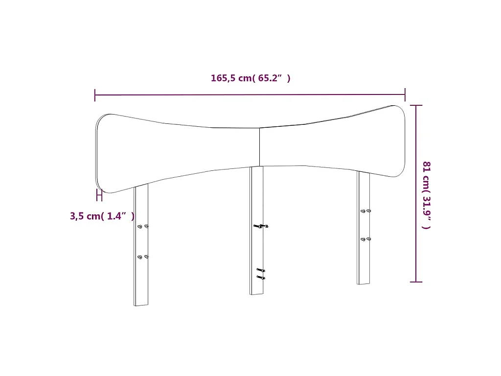 Testiera Bianca 160 cm in Legno Massello di Pino