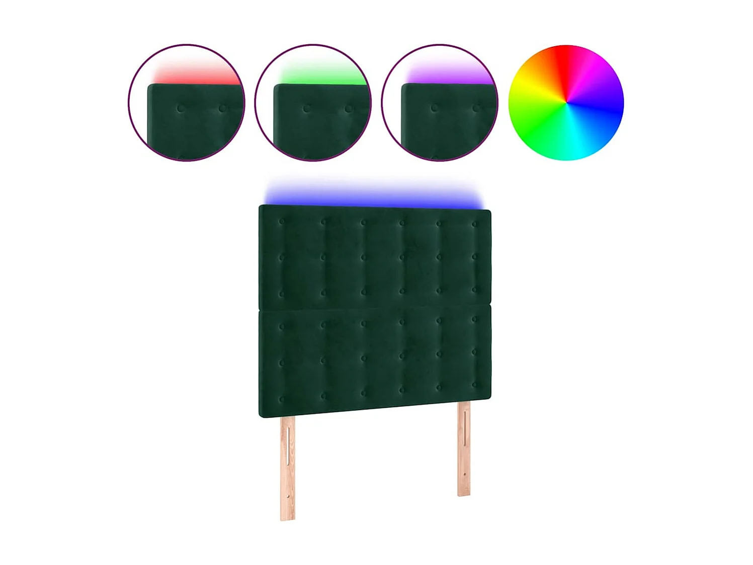 Tête de lit à LED Vert foncé 90x5x118/128 cm Velours
