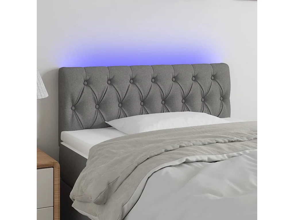 Testiera a LED Grigio Scuro 100x7x78/88 cm in Tessuto
