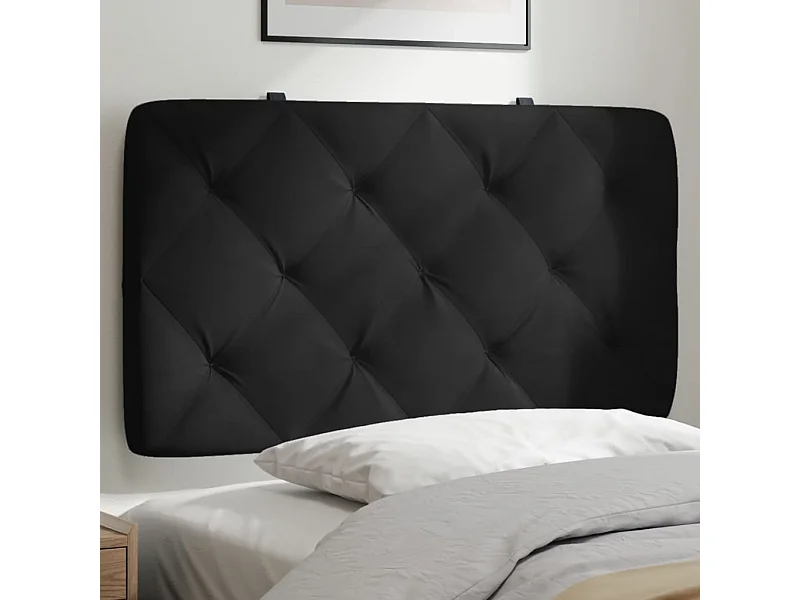 Coussin de tête de lit noir 80 cm velours