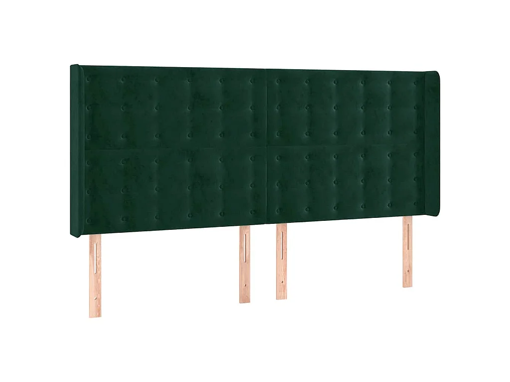 Tête de lit avec oreilles Vert foncé 203x16x118/128 cm Velours