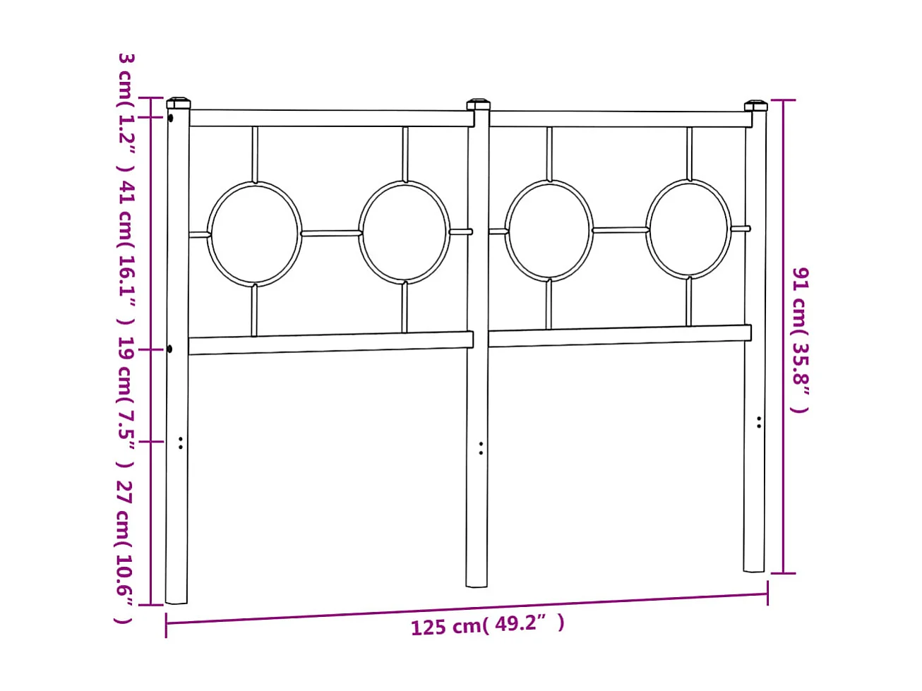 Hoofdbord 120 cm metaal wit