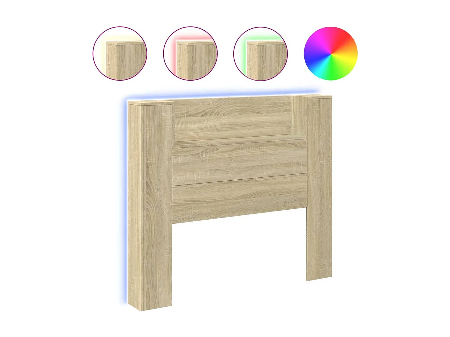 LED-Kopfteil mit Ablagen Sonoma-Eiche 120x16,5x103,5 cm