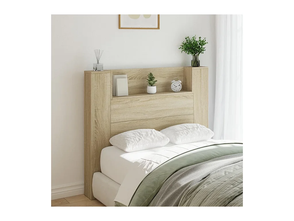Armoire tête de lit avec LED chêne sonoma 120x16,5x103,5 cm