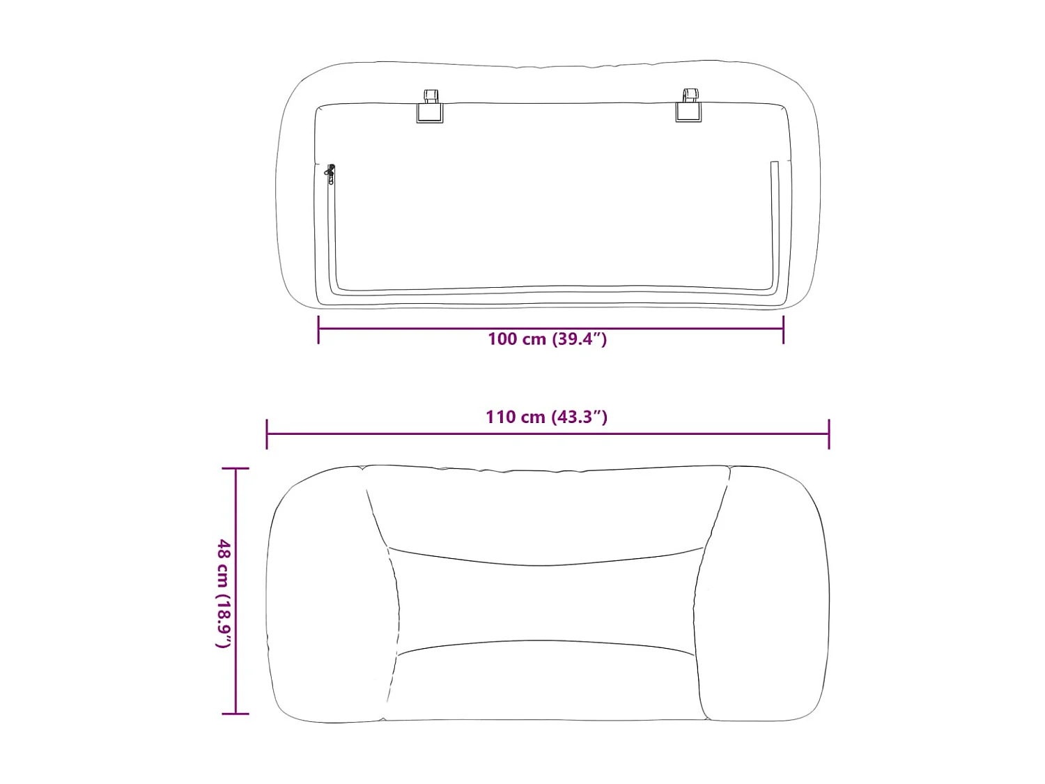 Cabecero de cama acolchado Hvar cuero sintético gris 100 cm