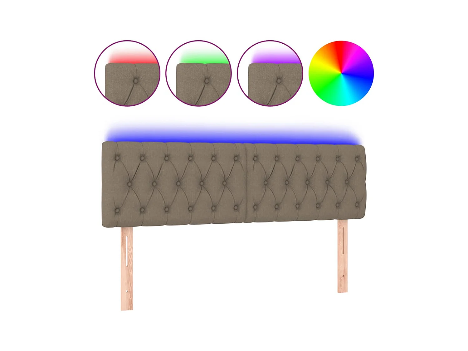 Tête de lit à LED Taupe 160x7x78/88 cm Tissu