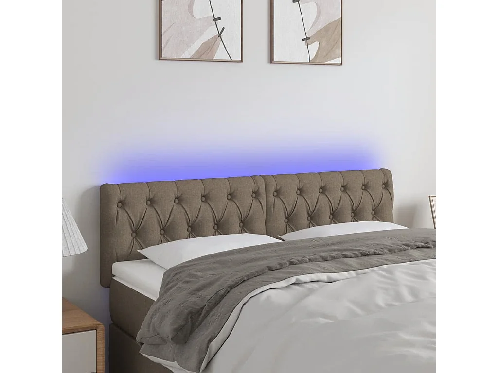Tête de lit à LED Taupe 160x7x78/88 cm Tissu
