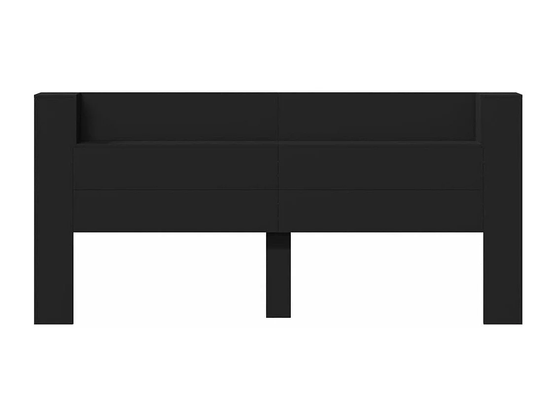 Cabecero de cama con LED negro 220x16,5x103,5 cm