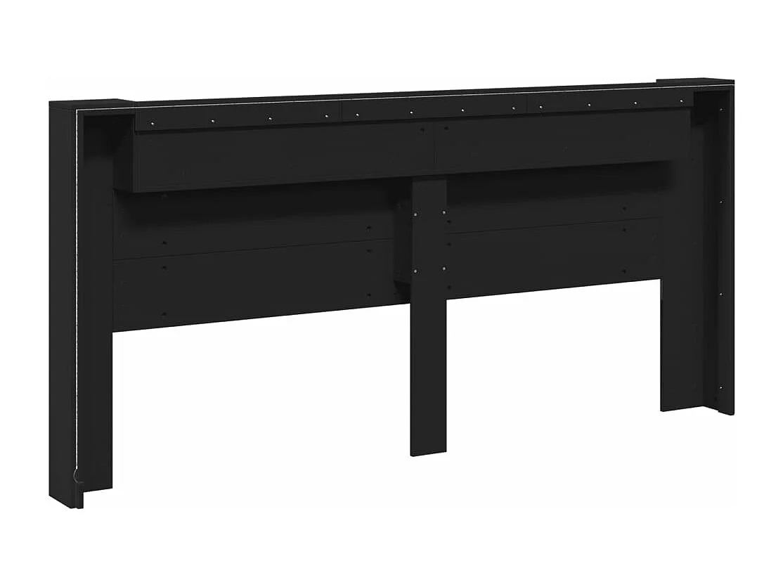 Cabecero de cama con LED negro 220x16,5x103,5 cm
