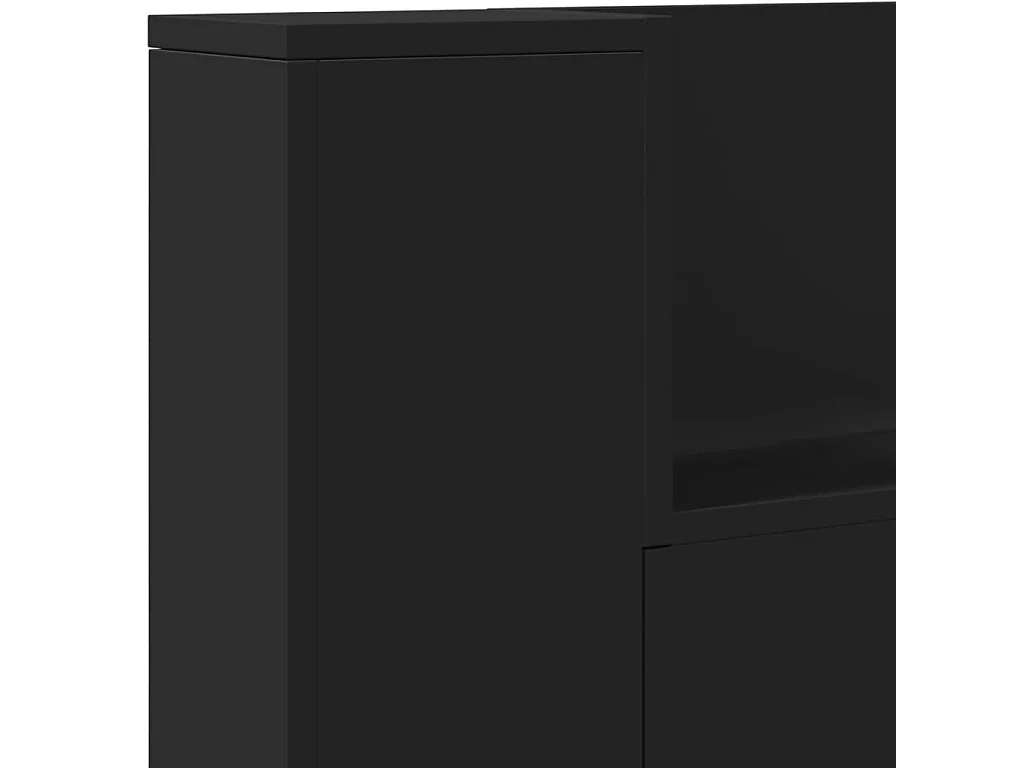 LED-Kopfteil mit Ablagen Schwarz 220x16,5x103,5 cm