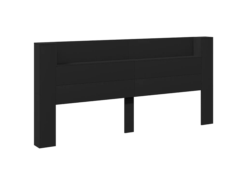 LED-Kopfteil mit Ablagen Schwarz 220x16,5x103,5 cm
