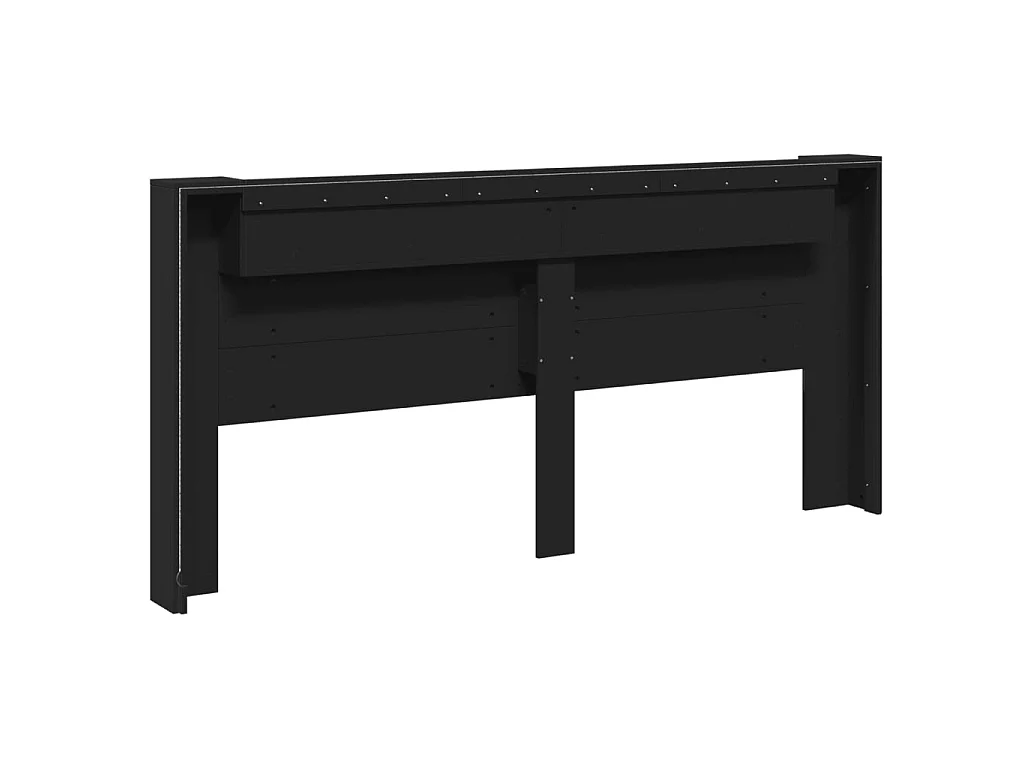 LED-Kopfteil mit Ablagen Schwarz 220x16,5x103,5 cm