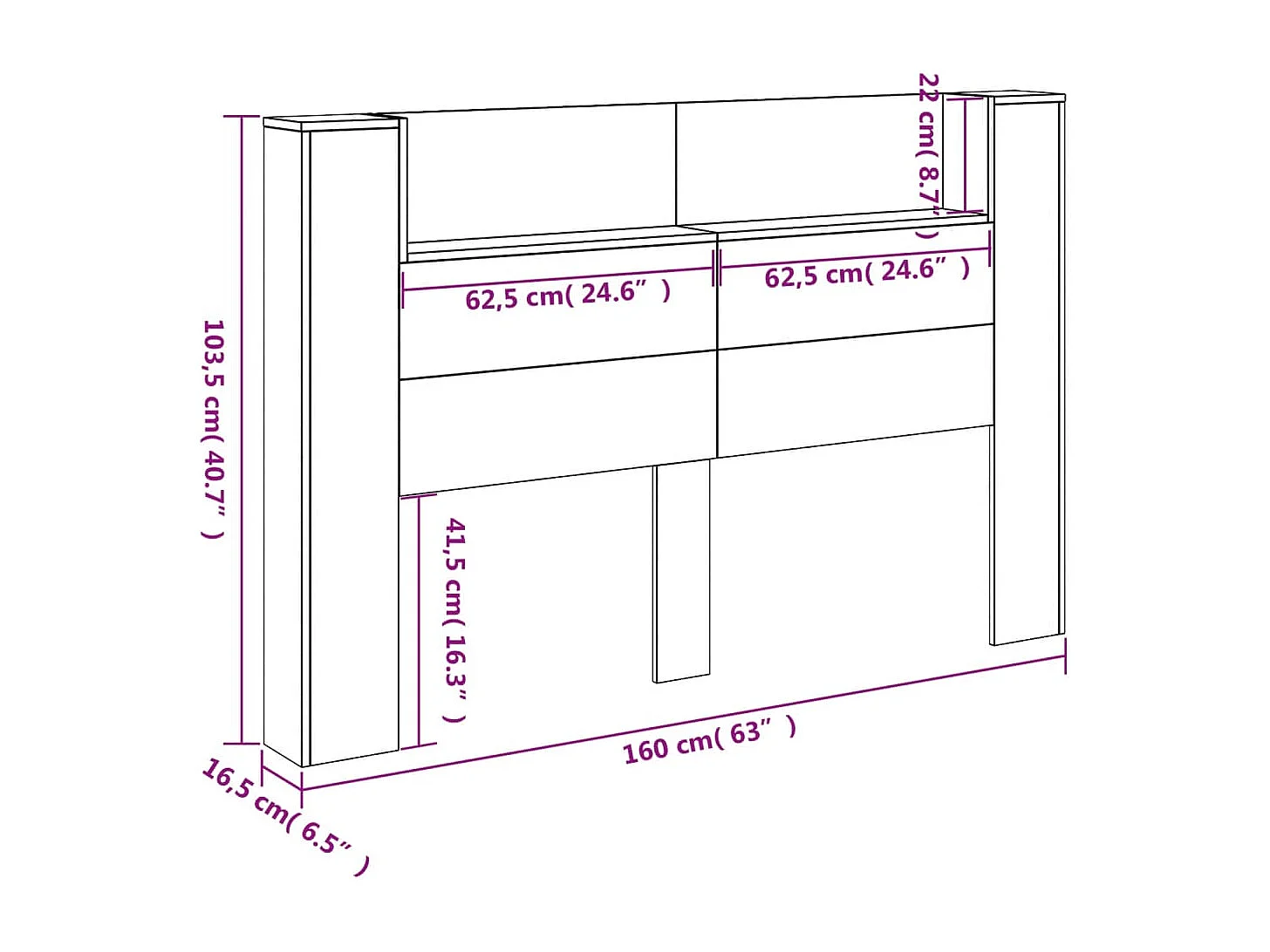 LED-Kopfteil mit Ablage Räuchereiche 160x16,5x103,5 cm