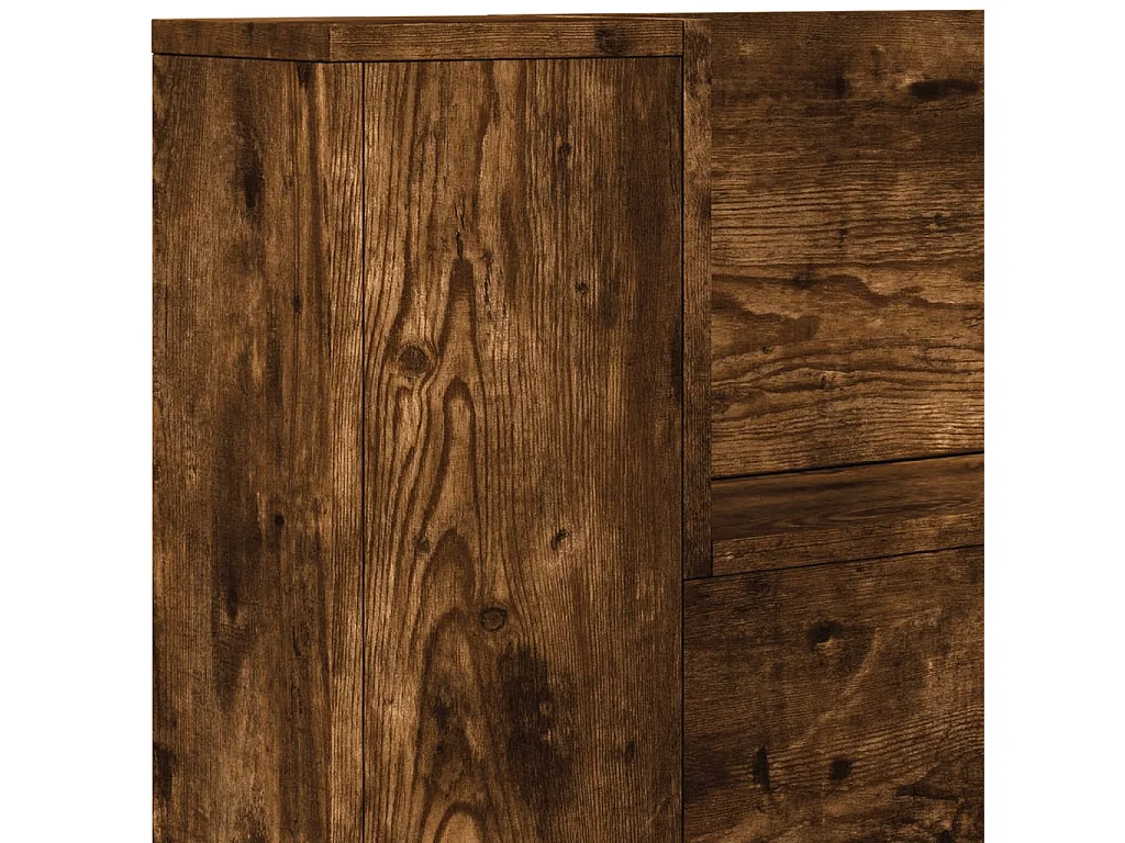 Armoire tête de lit avec LED chêne fumé 160x16,5x103,5 cm