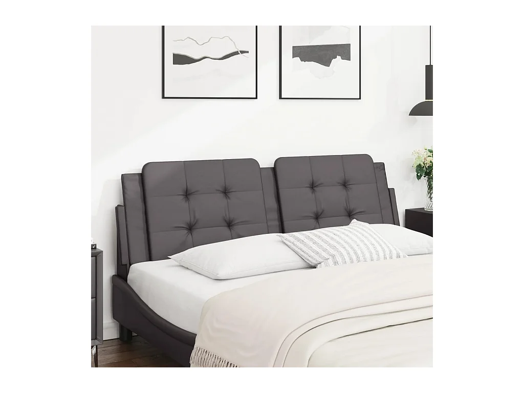 Coussin de tête de lit gris 160 cm similicuir