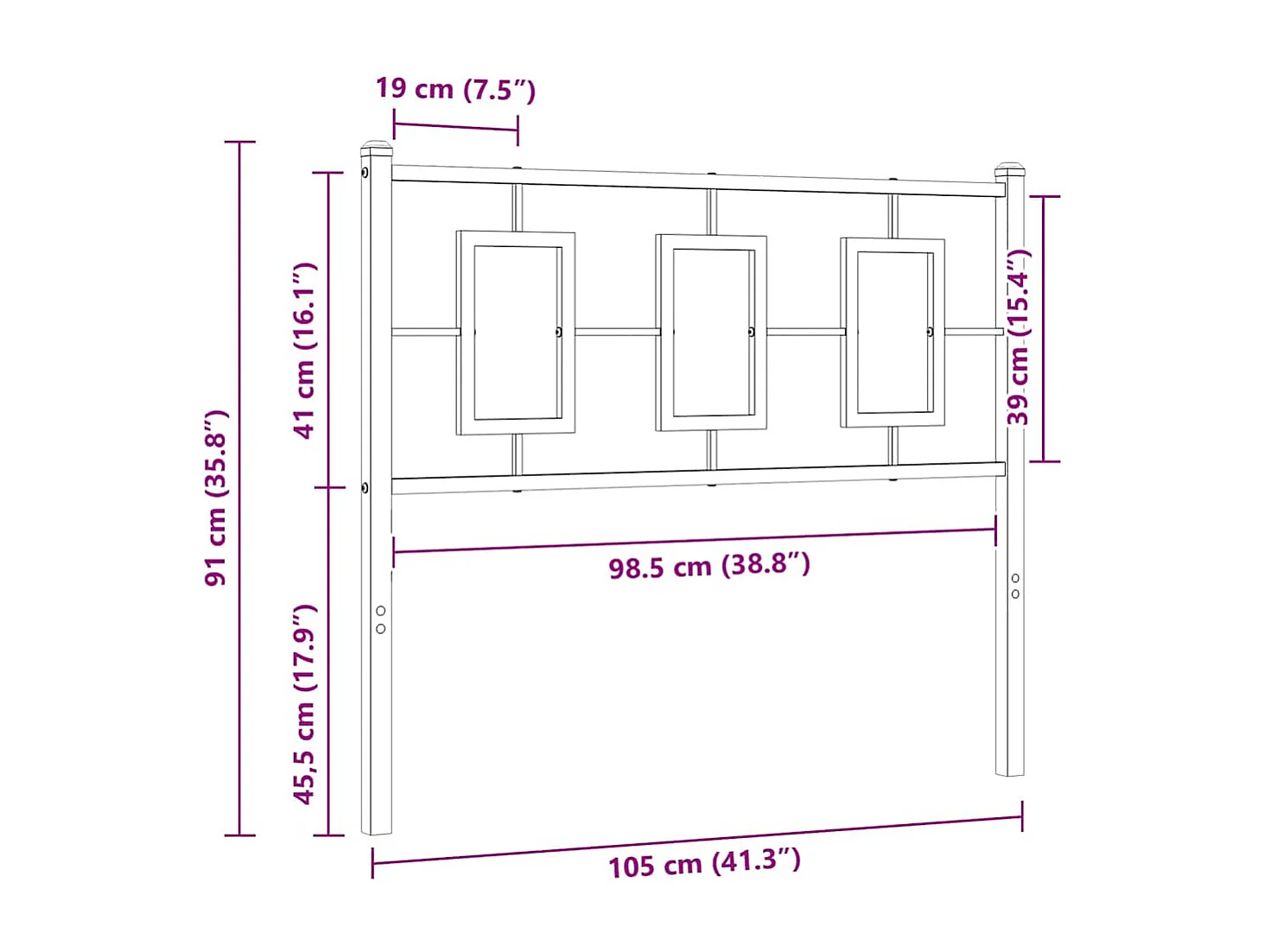 Ersatz-Kopfteil Metall Schwarz 100 cm