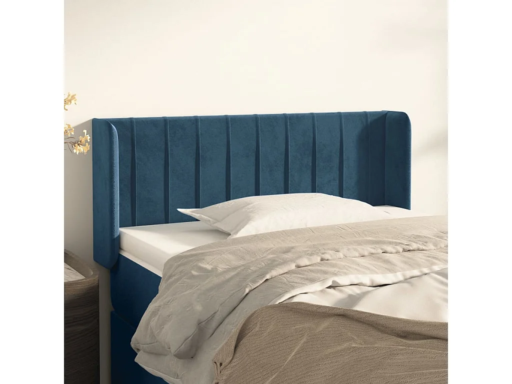 Kopfteil mit Ohren Dunkelblau 93x16x78/88 cm Samt