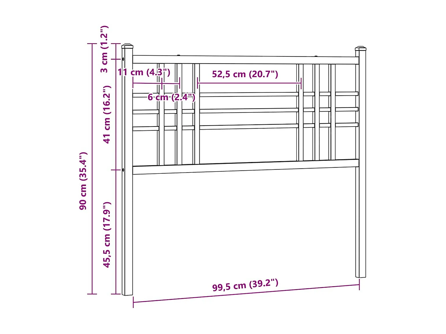Tête de lit de remplacement métal blanc 100 cm
