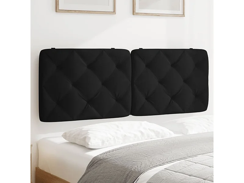 Coussin de tête de lit noir 120 cm velours