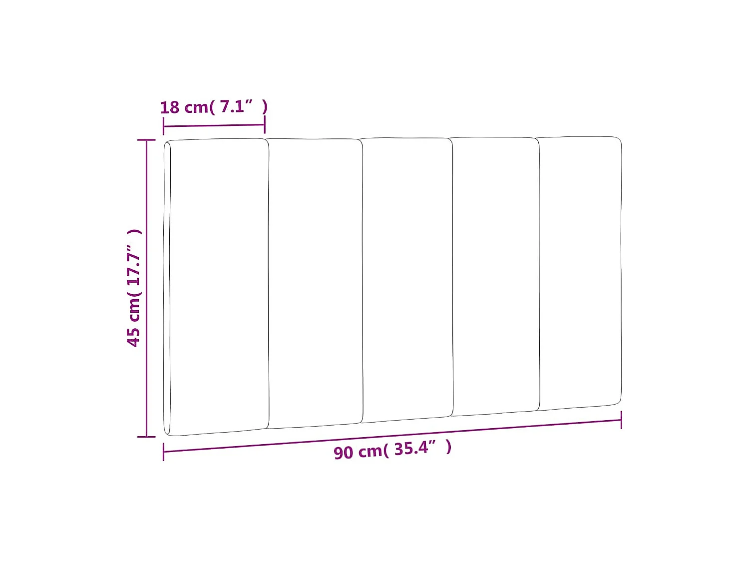 Hoofdbordkussen "Hanko" 90 cm fluweel donkergrijs