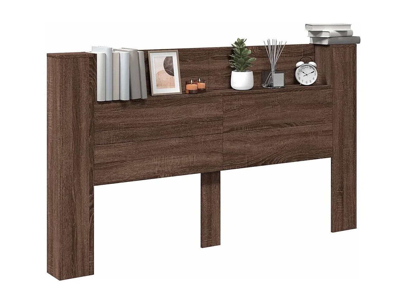 LED-Kopfteil mit Ablage Braun Eichen-Optik 180x16,5x103,5 cm