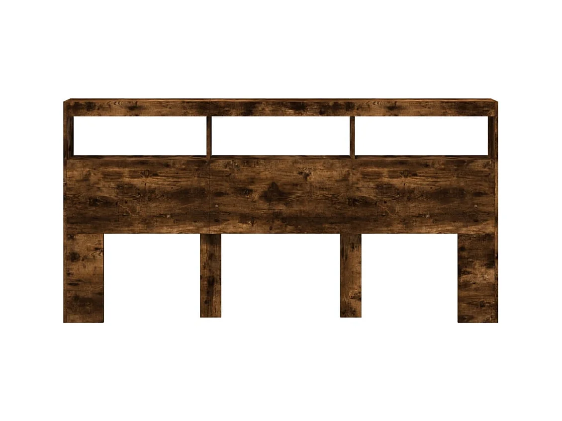 Armoire tête de lit avec LED chêne fumé 200x17x102 cm