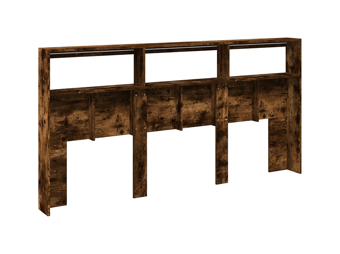 Armoire tête de lit avec LED chêne fumé 200x17x102 cm