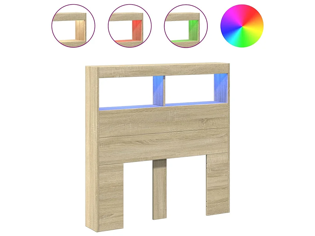Cabecero de cama con LED roble Sonoma 100x17x102 cm