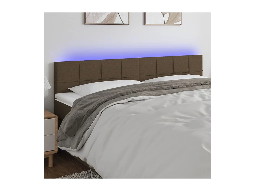 Testiera a LED Tortora 180x5x78/88 cm in Tessuto