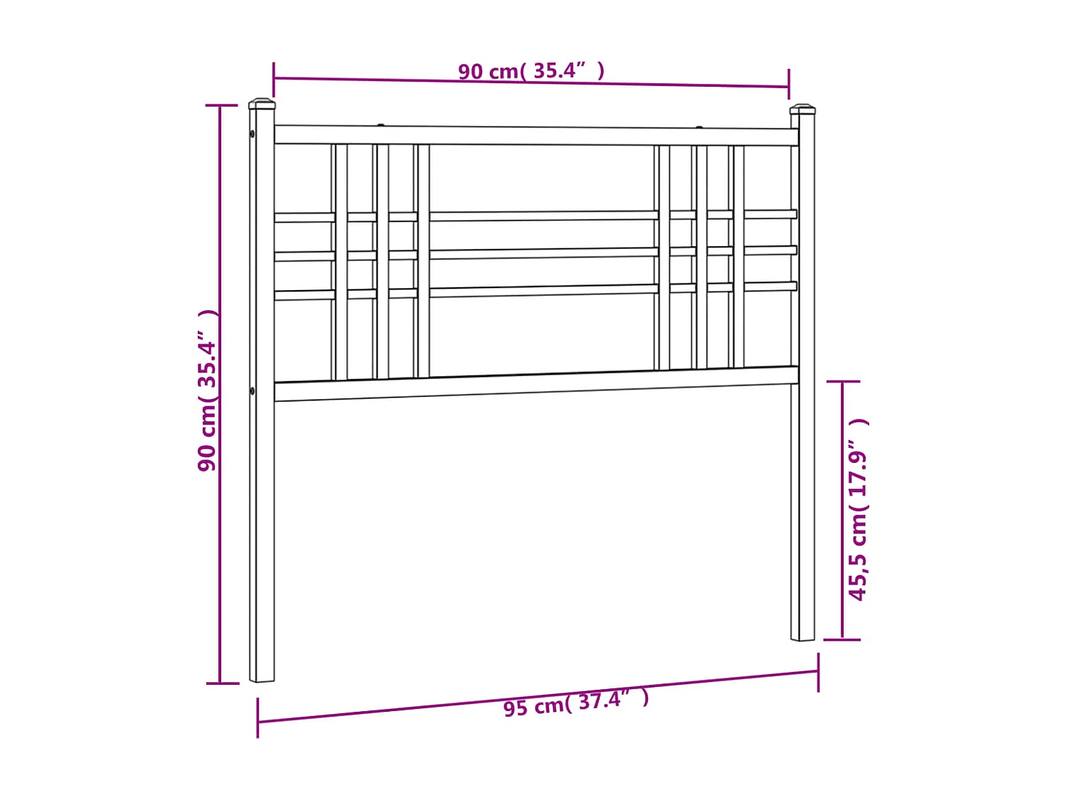 Cabeceira de cama 90 cm metal preto