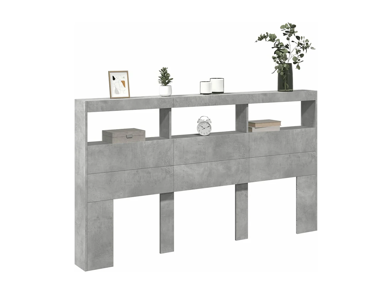 Hoofdbordkast met LED-verlichting 180x17x102 cm betongrijs