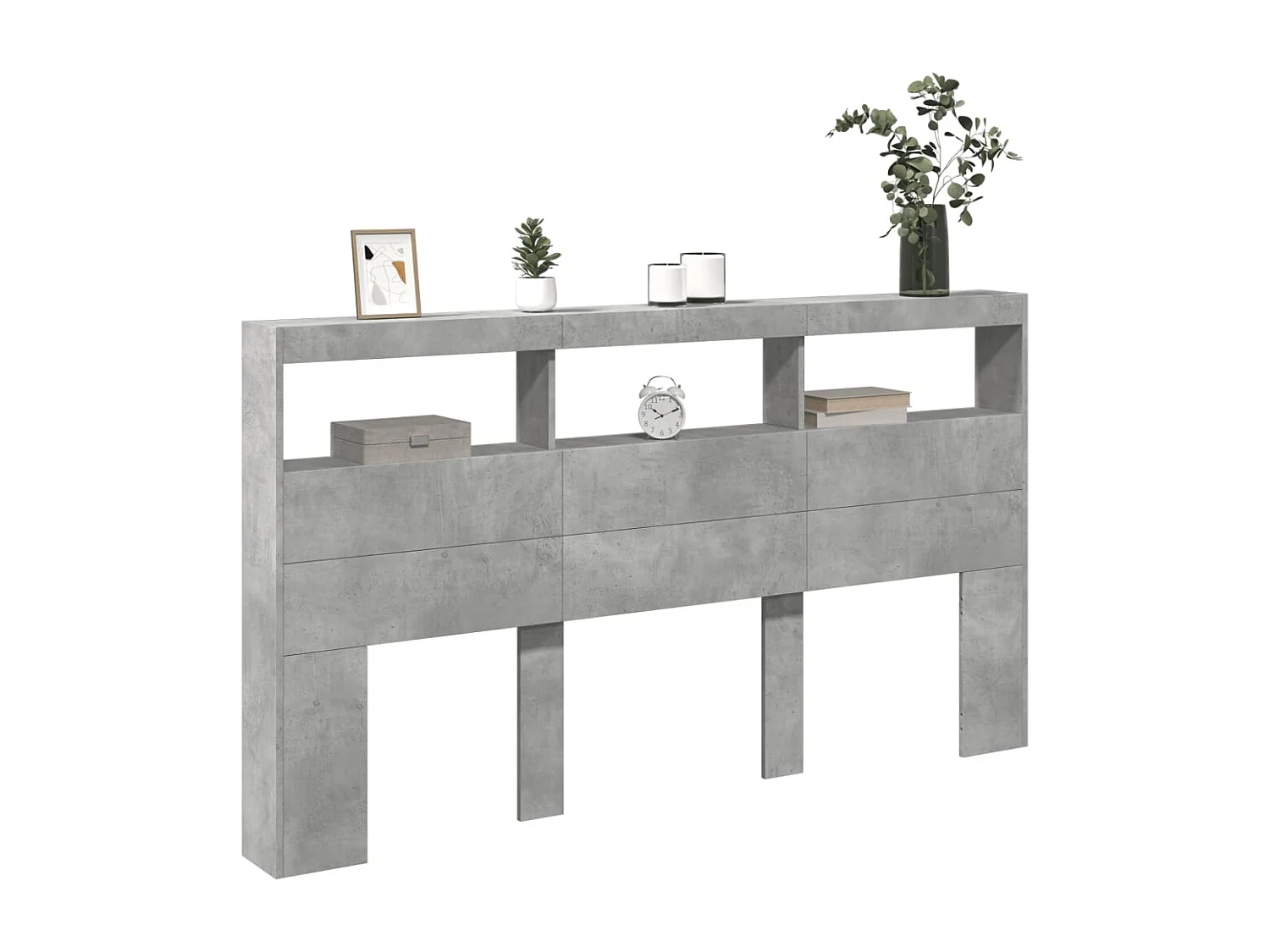 LED-Kopfteil mit Ablage Betongrau 180x17x102 cm