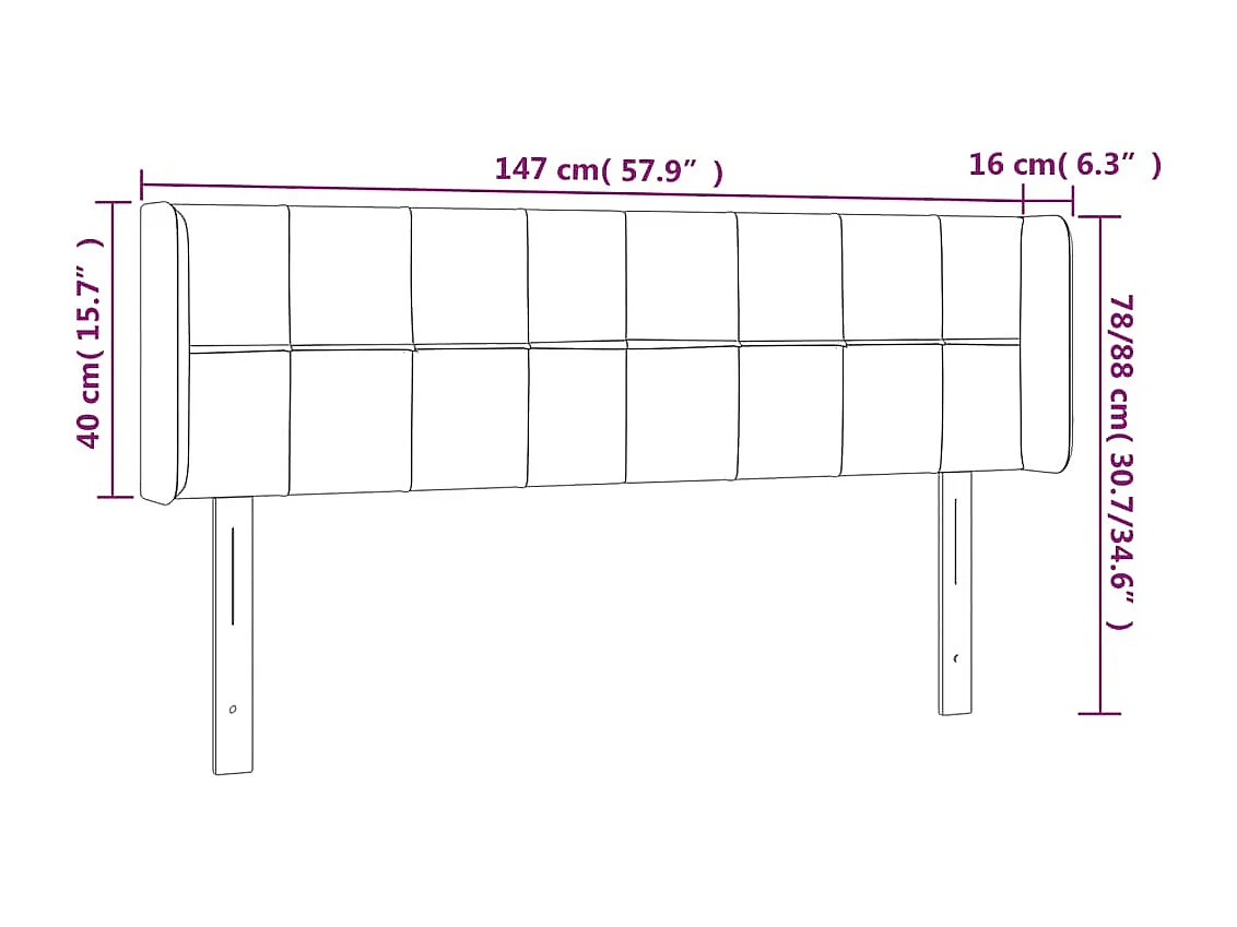 Cabeceira de cama c/ luzes LED veludo 147x16x78/88 cm preto