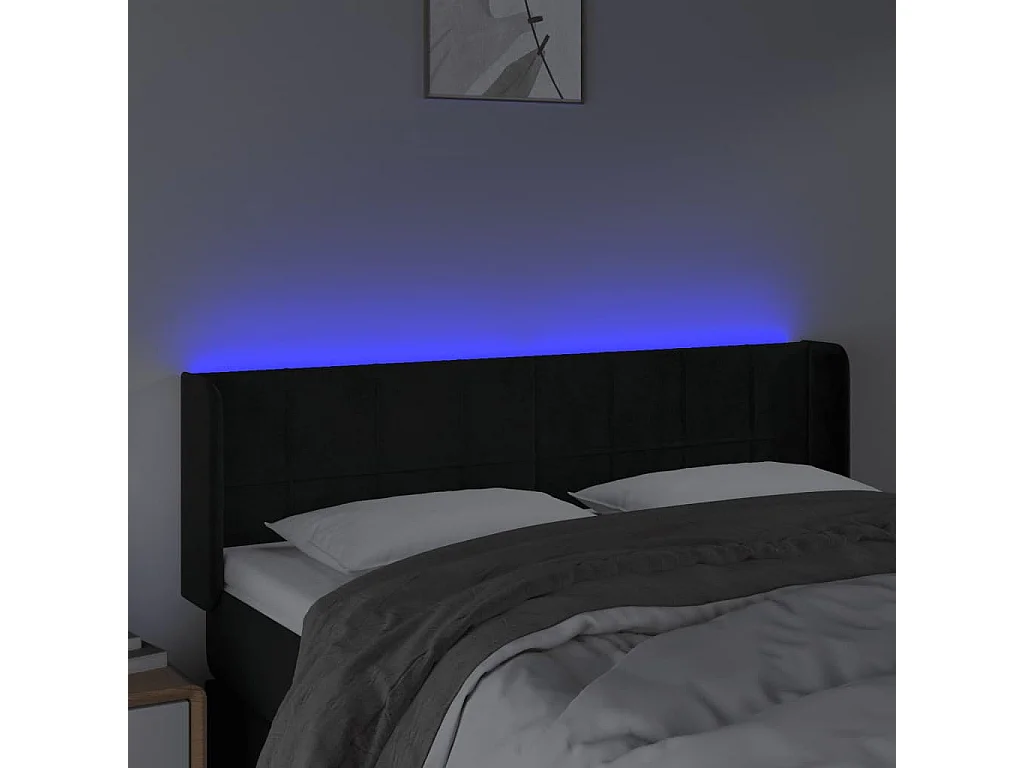 Hoofdbord LED 147x16x78/88 cm fluweel zwart