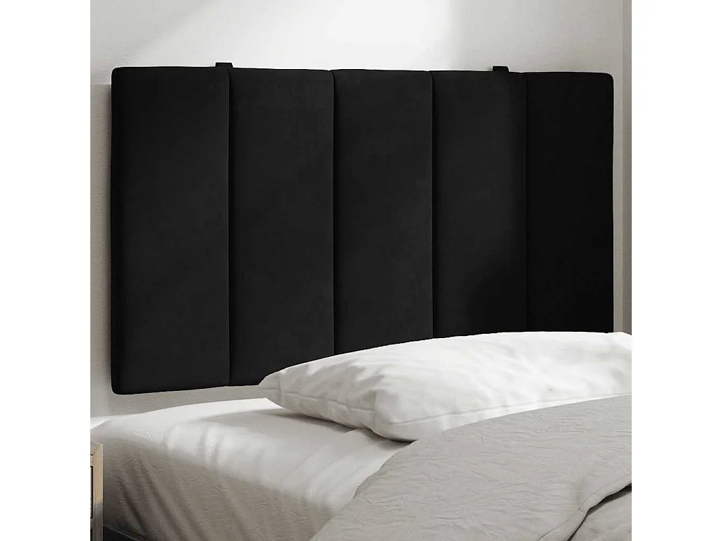 Coussin de tête de lit Hanko noir 90 cm velours