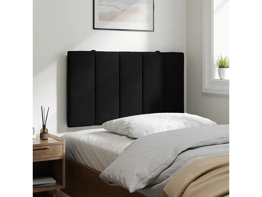 Coussin de tête de lit Hanko noir 90 cm velours