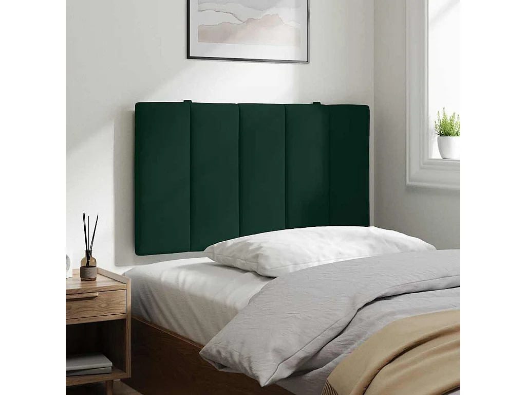 Coussin de tête de lit Hanko vert foncé 80 cm velours